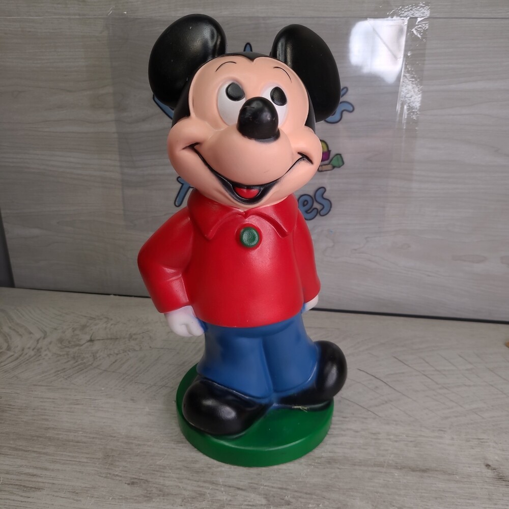 Disney Mickey Mouse Coin Bank Plastic With Plug Vintage Excellent Condition